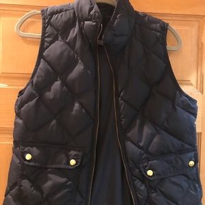 Jcrew puffy navy vest gold buttons